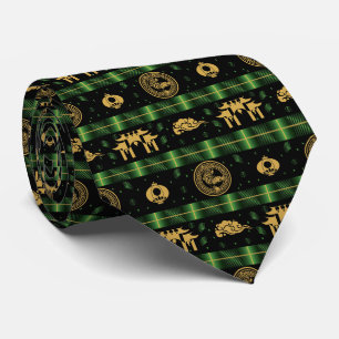Chinees Nieuwjaar van de Tiger Green Pattern Stropdas