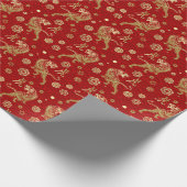 Chinees nieuwjaar van de tijger 2022 - Rood en gou Cadeaupapier (Hoek)