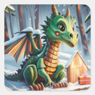 Chinees Nieuwjaar van het Dragon Sandstone Onderze Vierkante Sticker