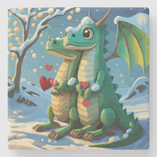 Chinees Nieuwjaar van het Drakenpaar Stenen Onderzetter