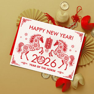 Chinees Nieuwjaar van het Paard 2026 Briefkaart