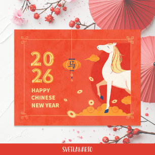 Chinees Nieuwjaar van het Paard 2026 Briefkaart