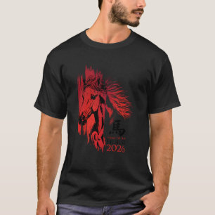 Chinees Nieuwjaar van het Paard 2026 Maan Zodiac V T-shirt