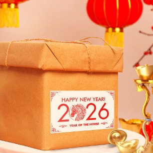 Chinees Nieuwjaar van het Paard 2026 Rechthoekige Sticker