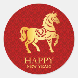 Chinees Nieuwjaar van het Paard 2026 Ronde Sticker
