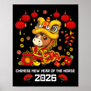 Chinees Nieuwjaar van het Paard 2026 Schattige Lee Poster