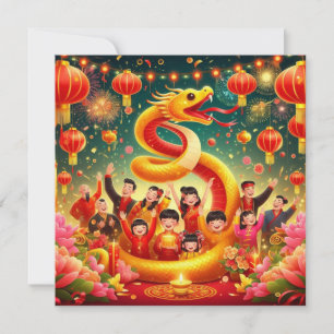 Chinees Nieuwjaar van Snake Party Red Gold Kaart