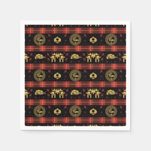 Chinees Nieuwjaar van Tiger Red Check Pattern Servet (Voorkant)