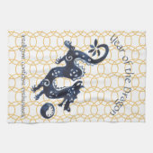 Chinees nieuwjaars dierentuin theedoek (Horizontaal)