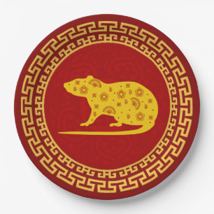 Chinees nieuwjaars rattenversiering papieren bordje
