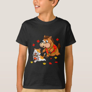 Chinees Paard Kat Grappige Kinderen Mannen Vrouwen T-shirt