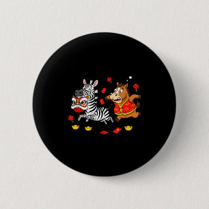 Chinees Paard Zebra Grappige Kinderen Mannen Vrouw Ronde Button 5,7 Cm