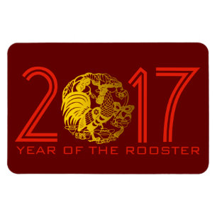 Chinees Papercut Rooster Jaar 2017 Magneet