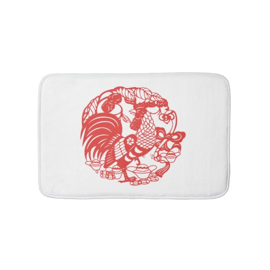 Chinees Papercut Rooster Jaar 2017 witte badmat (Voorkant)