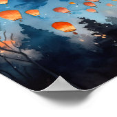 Chinees Papier Lantaarns Landscape Art Print Poste (Hoek)