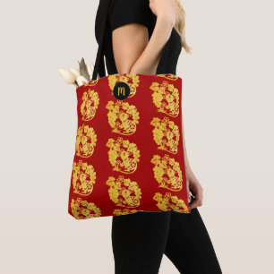 Chinees rattenjaar Zodiac Gold Paper T4-monogram Draagtas
