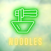 Chinees restaurant Noodles Neon Raamsticker (Vel 3)