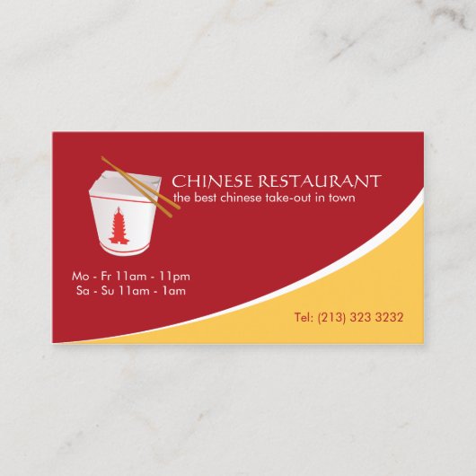 Chinees restaurant Takeaway Visitekaartje (Voorkant)