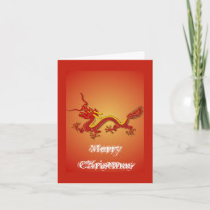 Chinees Rood en Goud Dragon Christmas Kaart