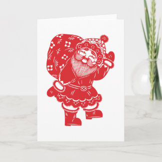 Chinees Santa-papiersnijden Feestdagen Kaart