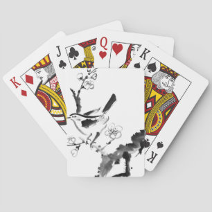 Chinees schilderen, pruimen en vogel pokerkaarten