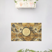 Chinees schilderij Faux Golden Dripping Monogramme