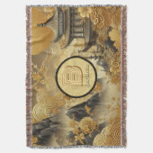 Chinees schilderij Faux Golden Dripping Monogramme Deken (Voorkant Verticaal)
