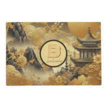 Chinees schilderij Faux Golden Dripping Monogramme
