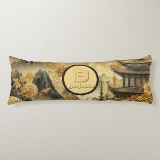 Chinees schilderij Faux Golden Dripping Monogramme Lichaamskussen