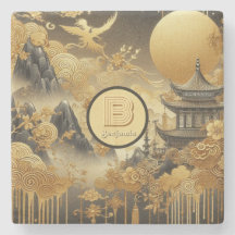 Chinees schilderij Faux Golden Dripping Monogramme