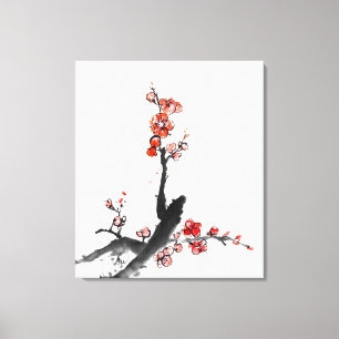 Chinees schilderij van bloemen, bloesem canvas afdruk