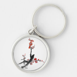 Chinees schilderij van bloemen, bloesem sleutelhanger