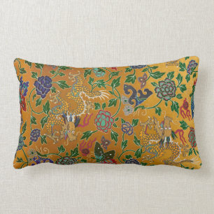 Chinees Serpent Dragon Gold Flower Pattern Kussen