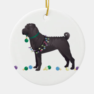Chinees Shar Pei Feliz Naughty Dog-kerstontwerp Keramisch Ornament