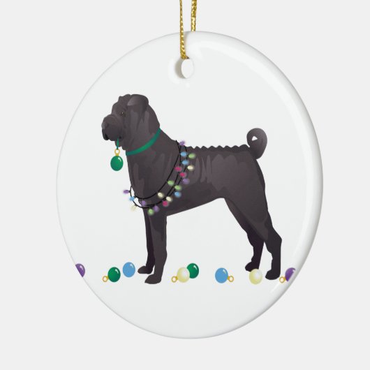 Chinees Shar Pei Feliz Naughty Dog-kerstontwerp Keramisch Ornament (Links)