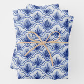 Chinees  Shell Blauw en Wit Patroon Inpakpapier Vel (In situ)