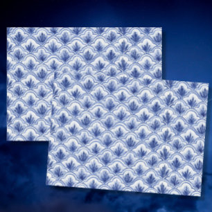 Chinees  Shell Pattern Blue en White Tissuepapier