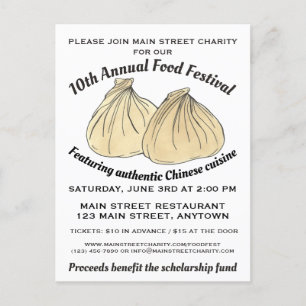 Chinees Sum Shumai Dumplings Food Festival Uitnodiging Briefkaart