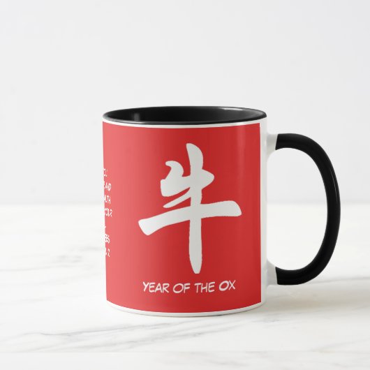 Chinees symbool | Gepersonaliseerd | Jaar van de o Mok (Rechts)