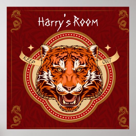 Chinees thema Tiger Editable Poster (Voorkant)