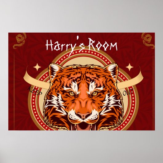 Chinees thema Tiger Editable Poster (Voorkant)