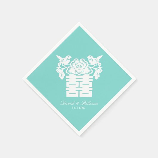 Chinees Tortelduifjes Dubbel gelukssymbool Servet (Hoek)