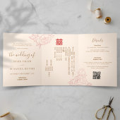 Chinees Tweetalig Elegant Trifold Bruiloft Uitnodi Drieluik Programma