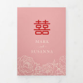 Chinees Tweetalig Elegant Trifold Bruiloft Uitnodi Drieluik Programma (Cover)