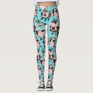 Chinees Varkensjaar Zodiac Originele tekening Blau Leggings