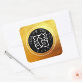 Chinees Varkenspad W Symbool B Cirkel Gold Square  Vierkante Sticker (Envelop)