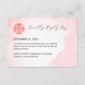 Chinees Waterverf Pioen Bruiloft RSVP met QR Code (Voorkant)