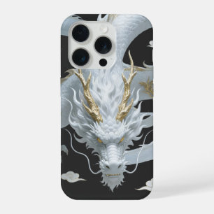 Chinees Witte Gouden Draak Kunst Fantasie Ontwerp  iPhone 15 Pro Hoesje