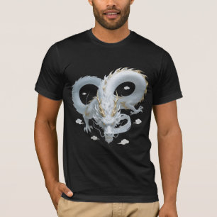 Chinees Witte Gouden Draak Kunst Fantasie Ontwerp T-shirt