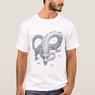 Chinees Witte Gouden Draak Kunst Fantasie Ontwerp T-shirt